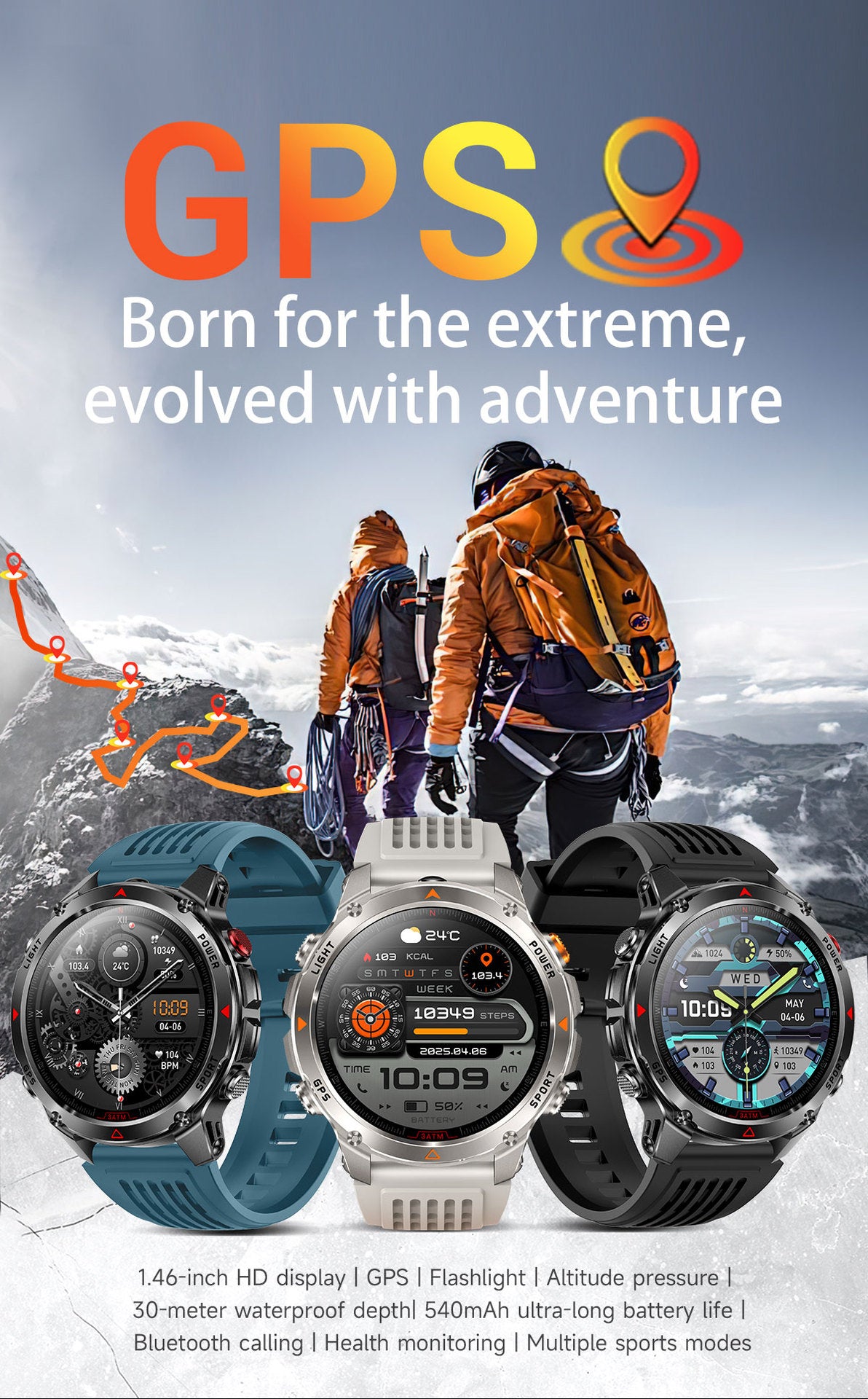 2026 GPS Smart Watch | Waterproof Outdoor Sports & Swim Fitness Tracker