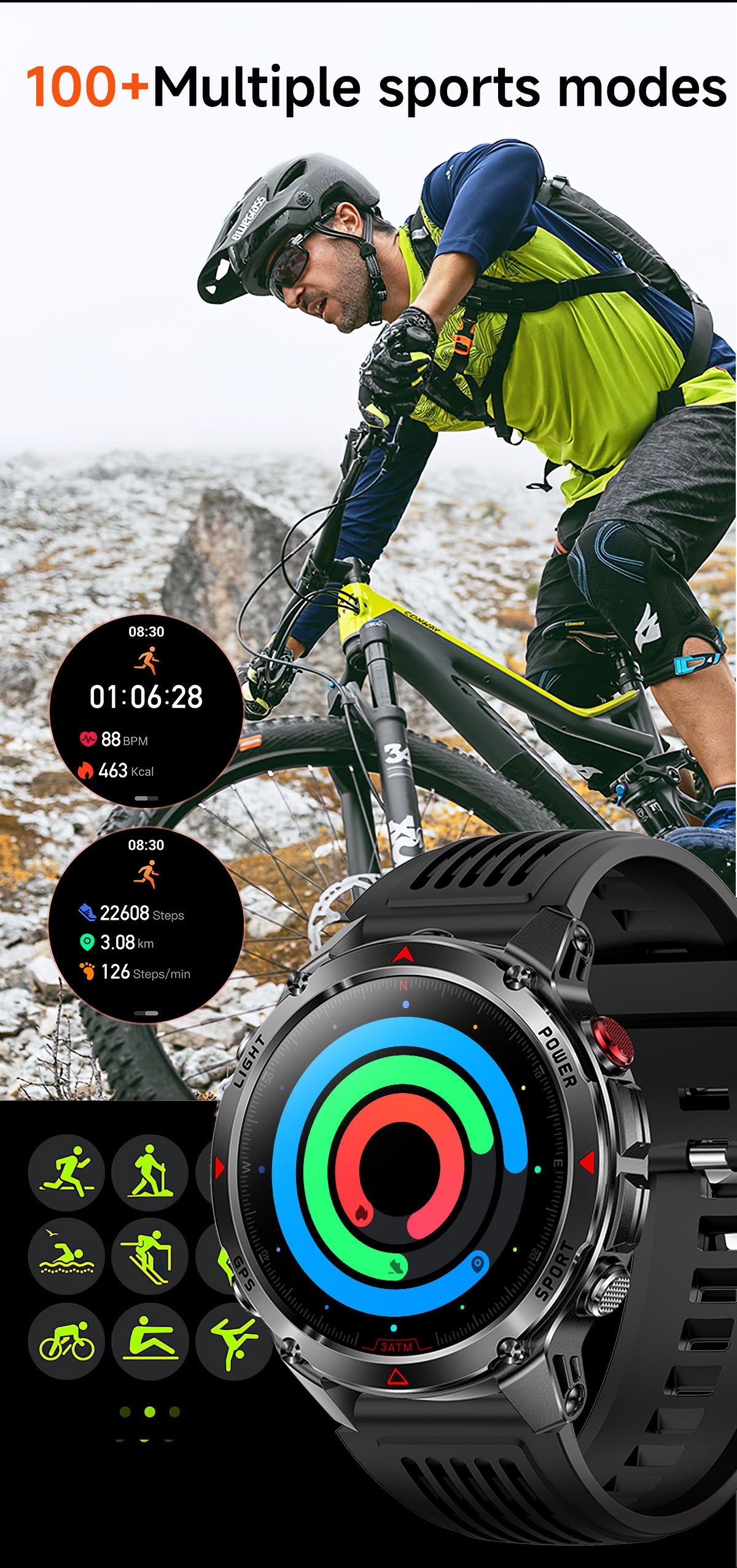 2026 GPS Smart Watch | Waterproof Outdoor Sports & Swim Fitness Tracker