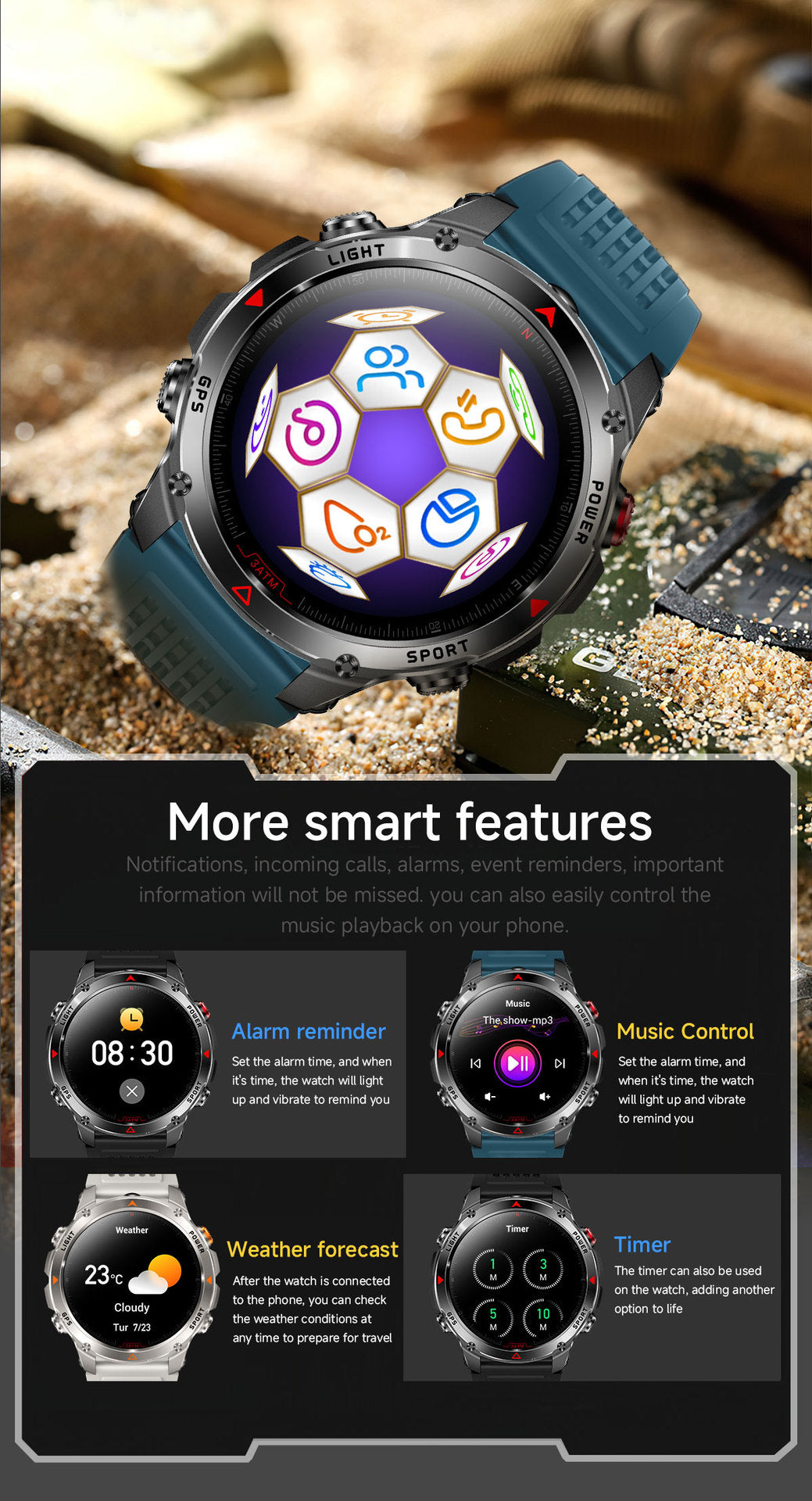 2026 GPS Smart Watch | Waterproof Outdoor Sports & Swim Fitness Tracker